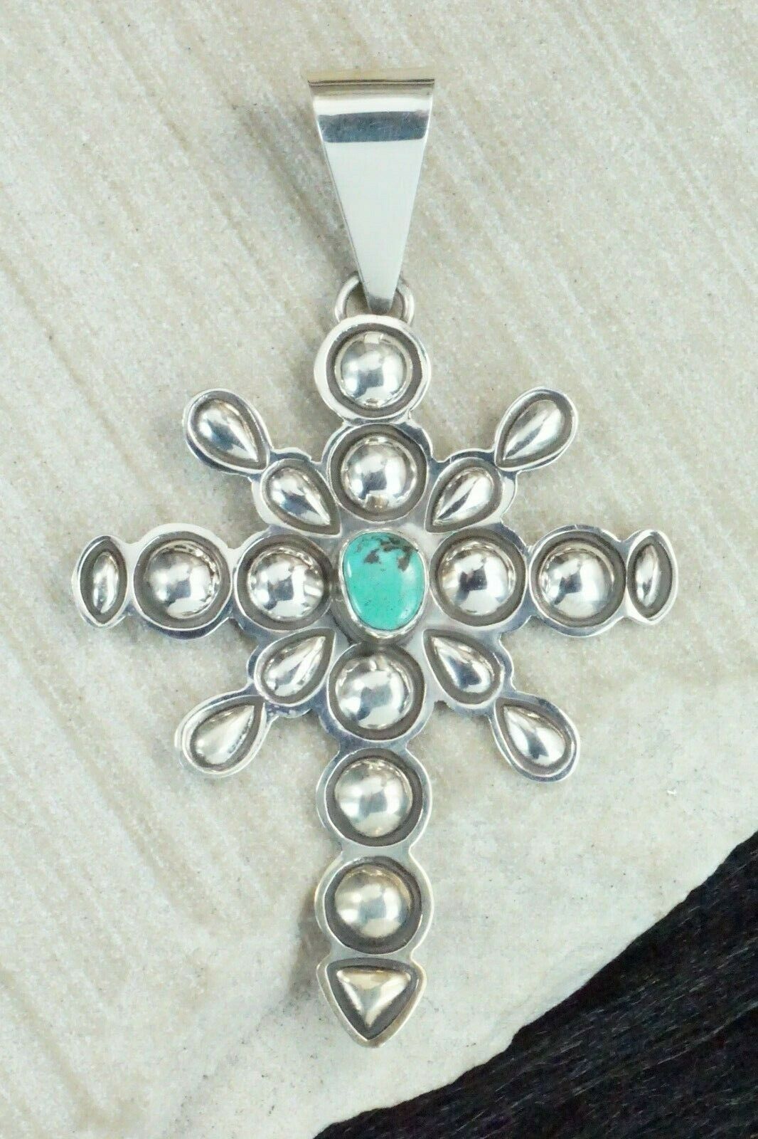 Turquoise & Sterling Silver Cross Pendant - Alex Sanchez
