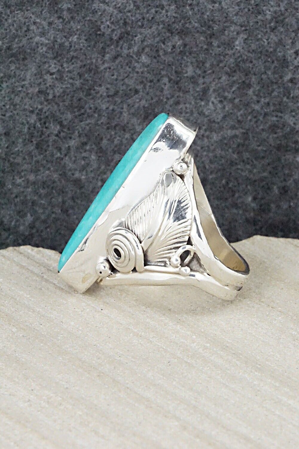 Turquoise & Sterling Silver Ring - Darrell Morgan - Size 6.5