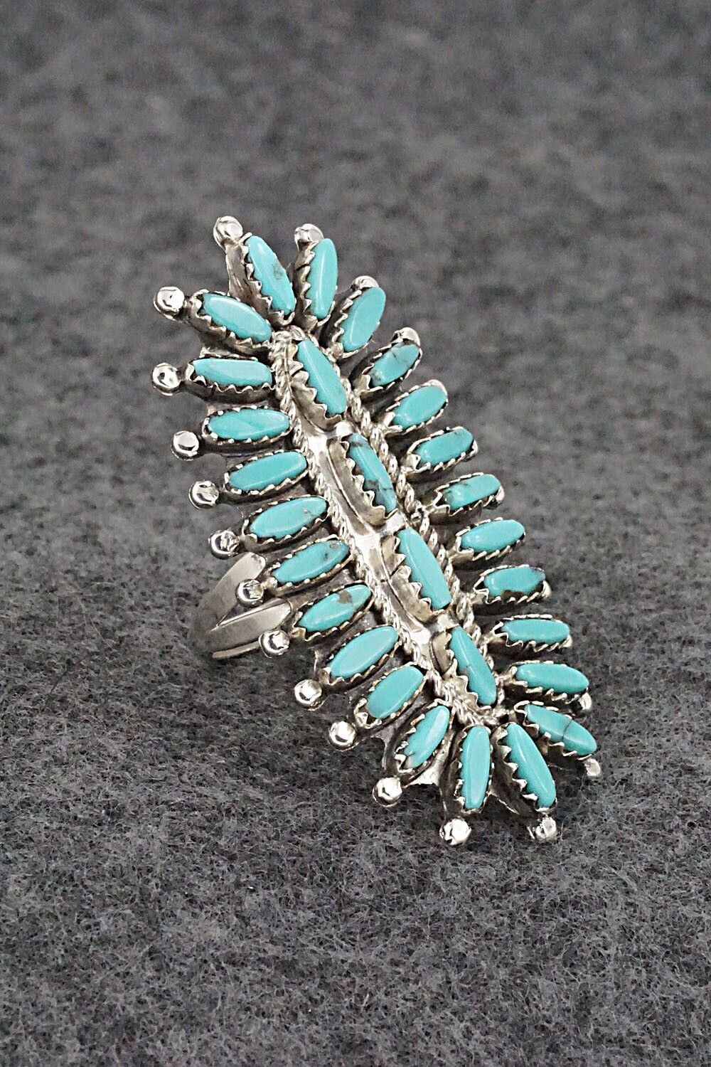 Turquoise & Sterling Silver Ring - Nathaniel Nez - Size 7