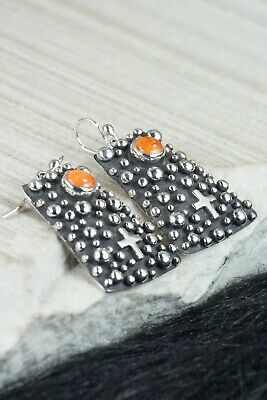 Spiny Oyster & Sterling Silver Earrings - Raymond Coriz