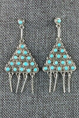 Zuni Turquoise & Sterling Silver Earrings - Arlene Quam - High Lonesome Trading