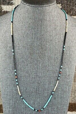 Turquoise, Shell, Coral & Sterling Silver Necklace - Esquipula Tenorio