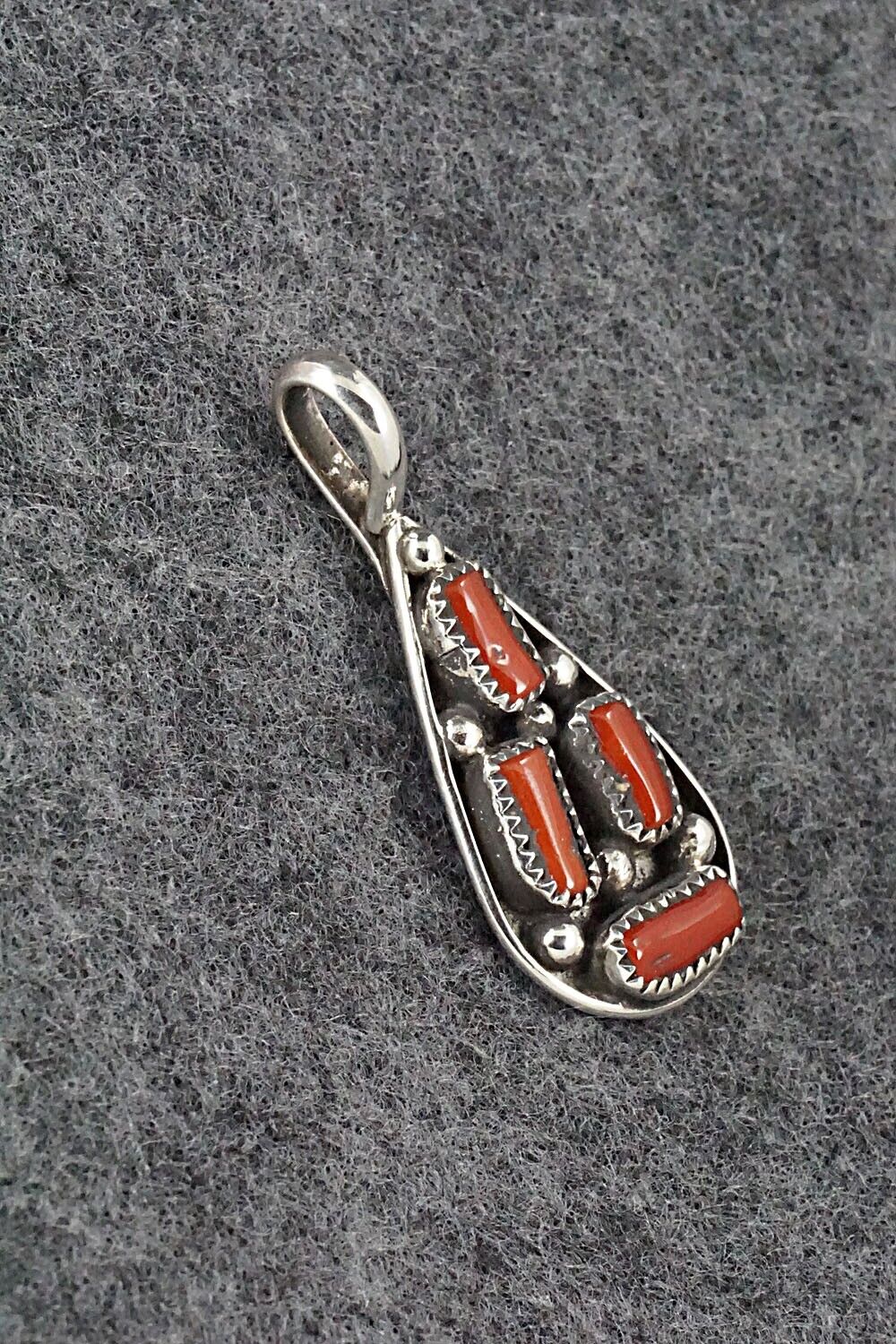 Coral & Sterling Silver Pendant - Priscilla Reeder