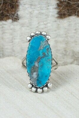 Navajo Turquoise and Sterling Silver Ring - Selina Warner - Size 8.5