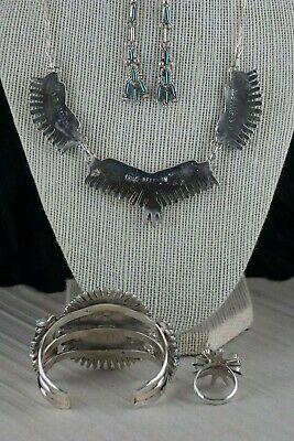 Zuni Turquoise & Sterling Silver Necklace Set - Johnny Bellson - High Lonesome Trading