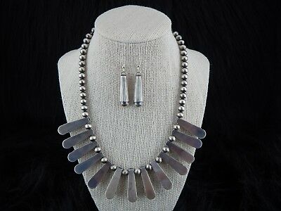 Navajo Sterling Silver Necklace & Earring Set - Geraldine Yazzie - High Lonesome Trading