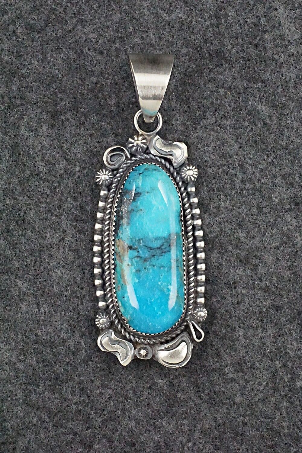 Turquoise and Sterling Silver Pendant - Leslie Nez