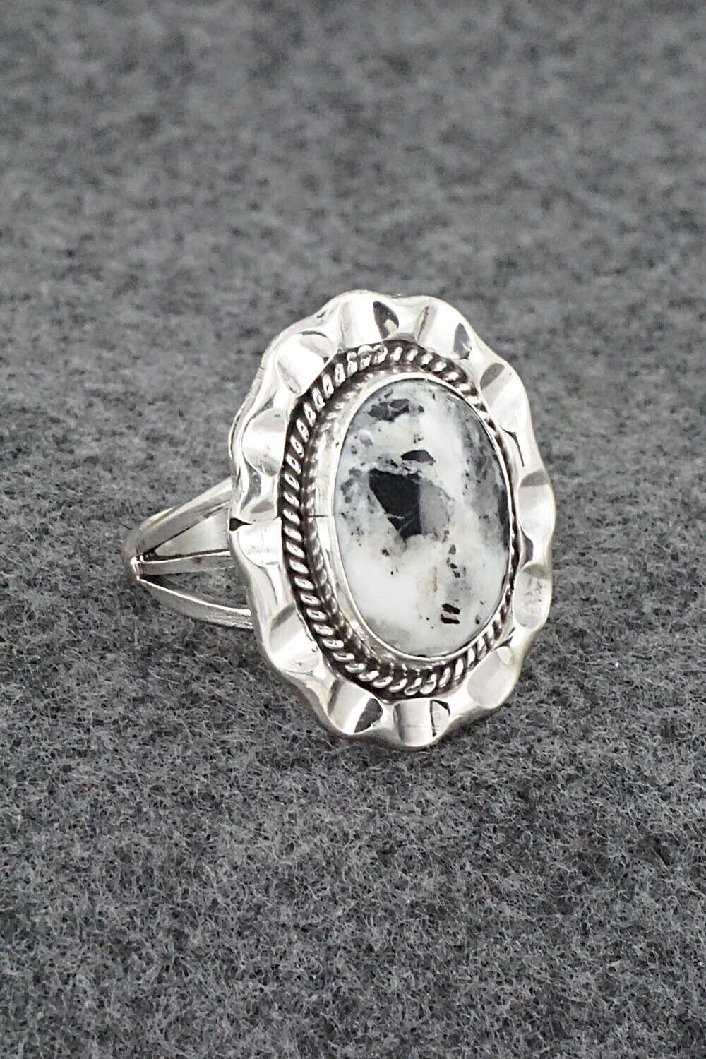 White Buffalo & Sterling Silver Ring - Samuel Yellowhair - Size 7