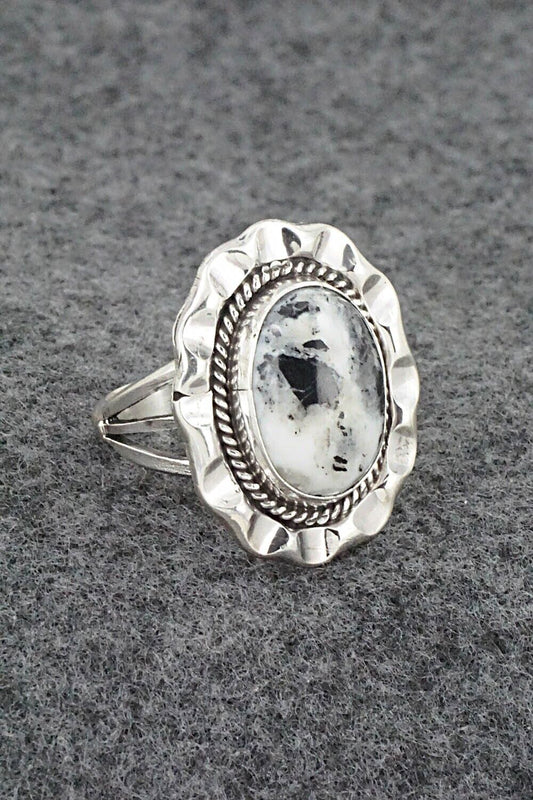 White Buffalo & Sterling Silver Ring - Samuel Yellowhair - Size 7