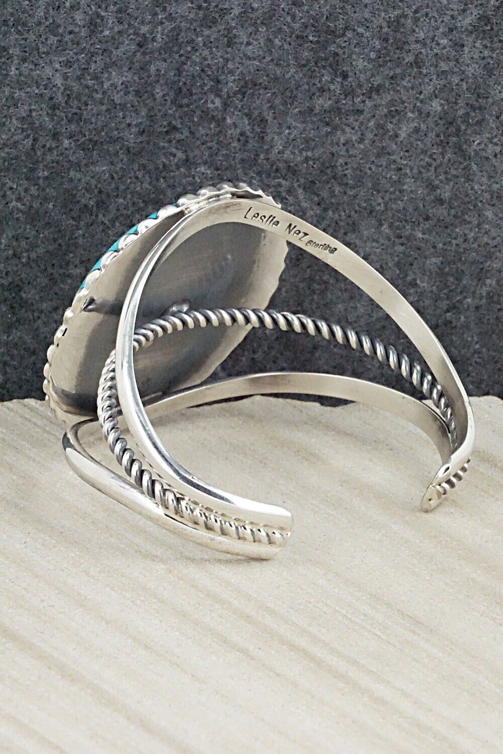 Turquoise & Sterling Silver Bracelet - Leslie Nez
