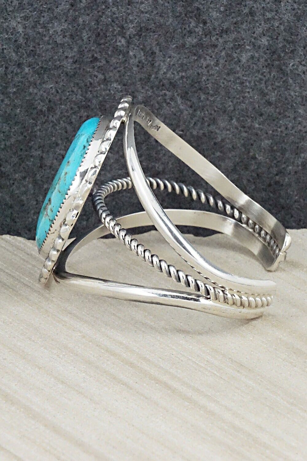 Turquoise & Sterling Silver Bracelet - Leslie Nez