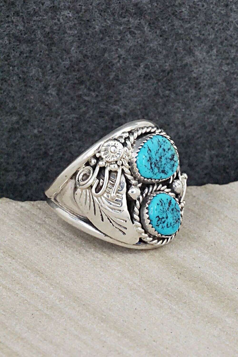 Turquoise & Sterling Silver Ring - Leonard Spencer - Size 11.75