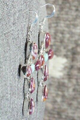 Spiny Oyster, Turquoise & Sterling Silver Cross Earrings - Navajo - High Lonesome Trading