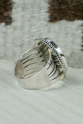 Navajo Turquoise & Sterling Silver Ring - Jeanette Saunders - Size 12.5