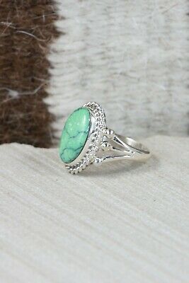 Navajo Turquoise & Sterling Silver Ring - Genevieve Frank - Size 6.25