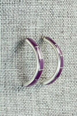 Spiny Oyster & Sterling Silver Earrings - Richard Edaakie