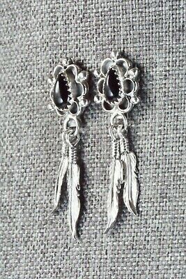 Onyx & Sterling Silver Earrings - Angeline Platero