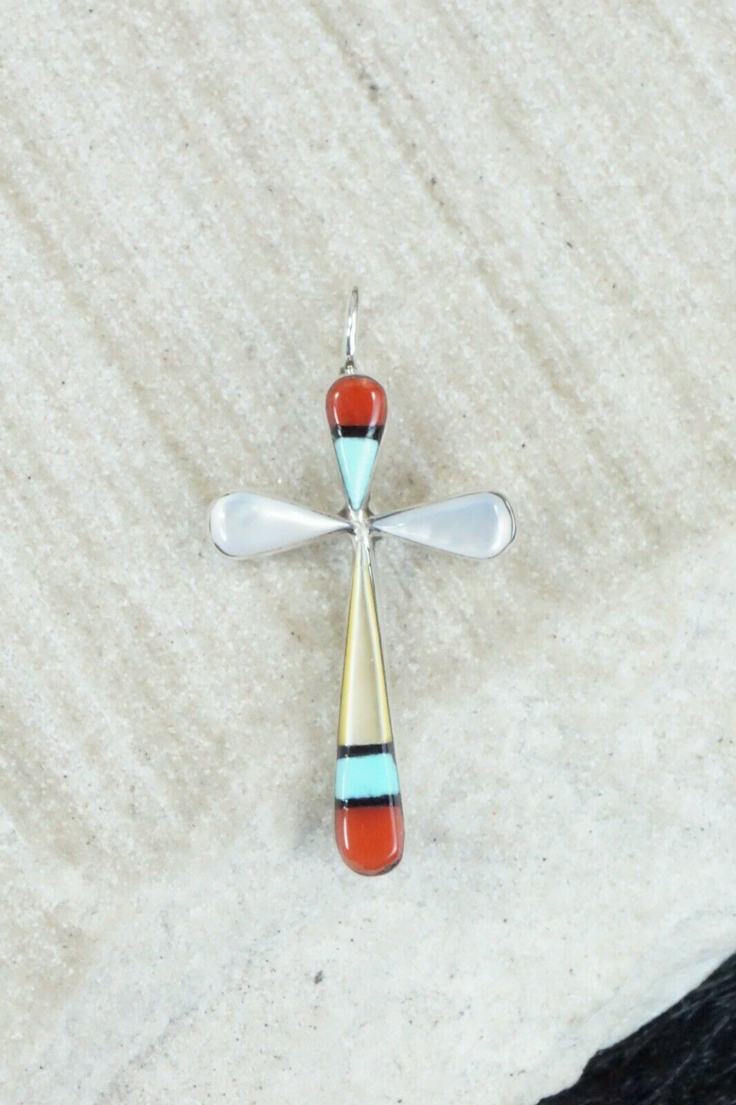 Multi Stone & Sterling Silver Cross Pendant - Lynette Bowannie