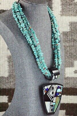 Turquoise, Multi Stone Pendant & Sterling Silver Necklace - Chris Nieto
