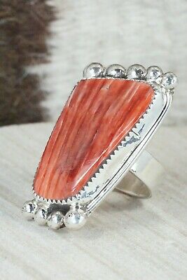 Spiny Oyster & Sterling Silver Ring - Delbert Arviso - 8