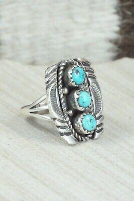 Turquoise and Sterling Silver Ring - Janice Johnson - Size 7.75 - High Lonesome Trading