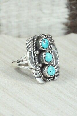Turquoise and Sterling Silver Ring - Janice Johnson - Size 7.75