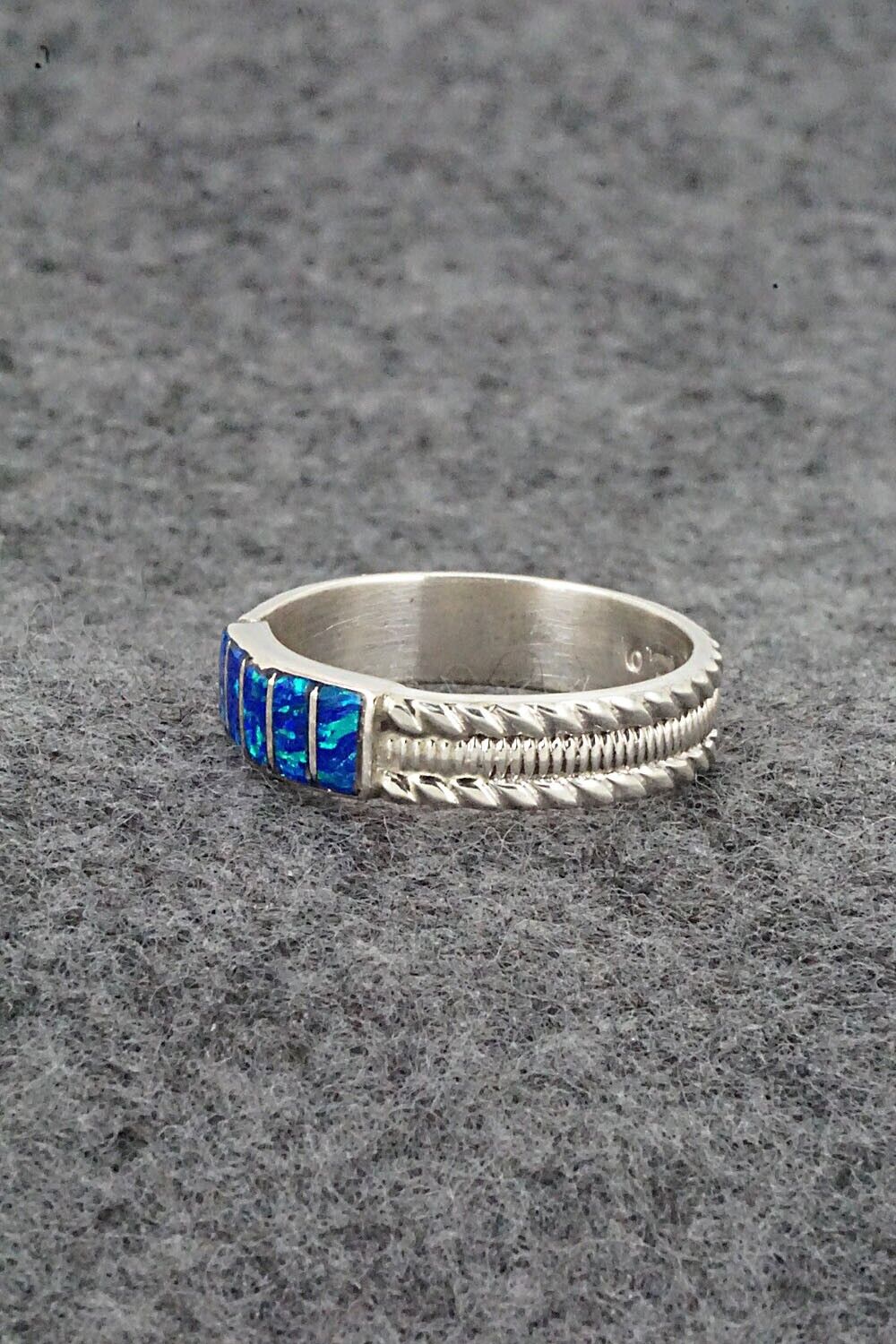 Opalite & Sterling Silver Inlay Ring - Orlando Laweka - Size 9
