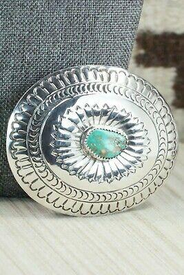 Turquoise & Sterling Silver Belt Buckle - Carson Blackgoat - High Lonesome Trading