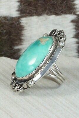 Turquoise and Sterling Silver Ring - Leslie Nez - Size 9