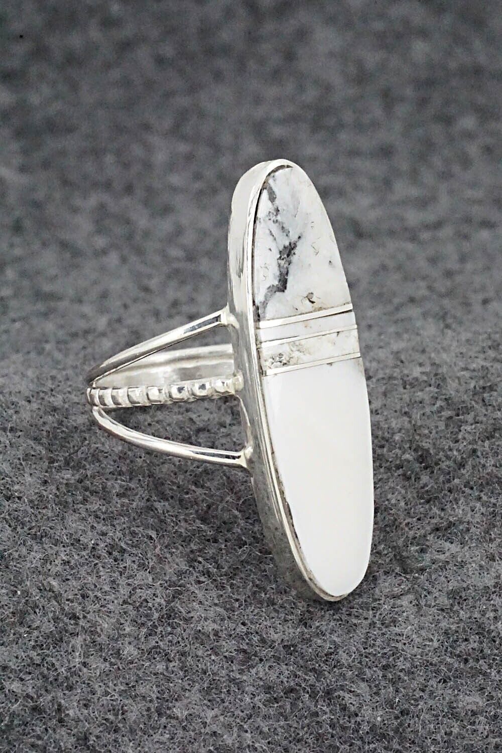 White Buffalo & Sterling Silver Ring - Harold Smith - Size 8