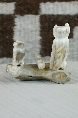 Owl and Fox Zuni Fetish Carving - Marvelita Phillips - High Lonesome Trading