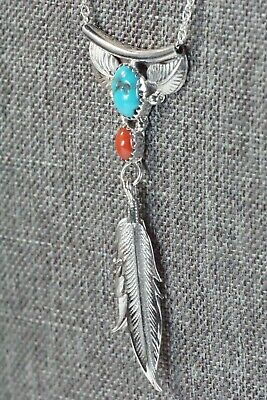 Turquoise, Coral & Sterling Silver Necklace - Sharon McCarthy