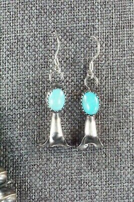 Turquoise & Sterling Silver Squash Blossom and Earrings - Leon Kirlie