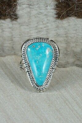 Navajo Turquoise & Sterling Silver Ring - Samuel Yellowhair - Size 8.5