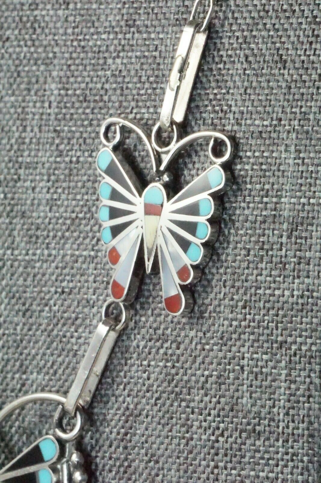 Turquoise, Mother of Pearl & Sterling Silver Inlay Jewelry Set - Adrian Wallace