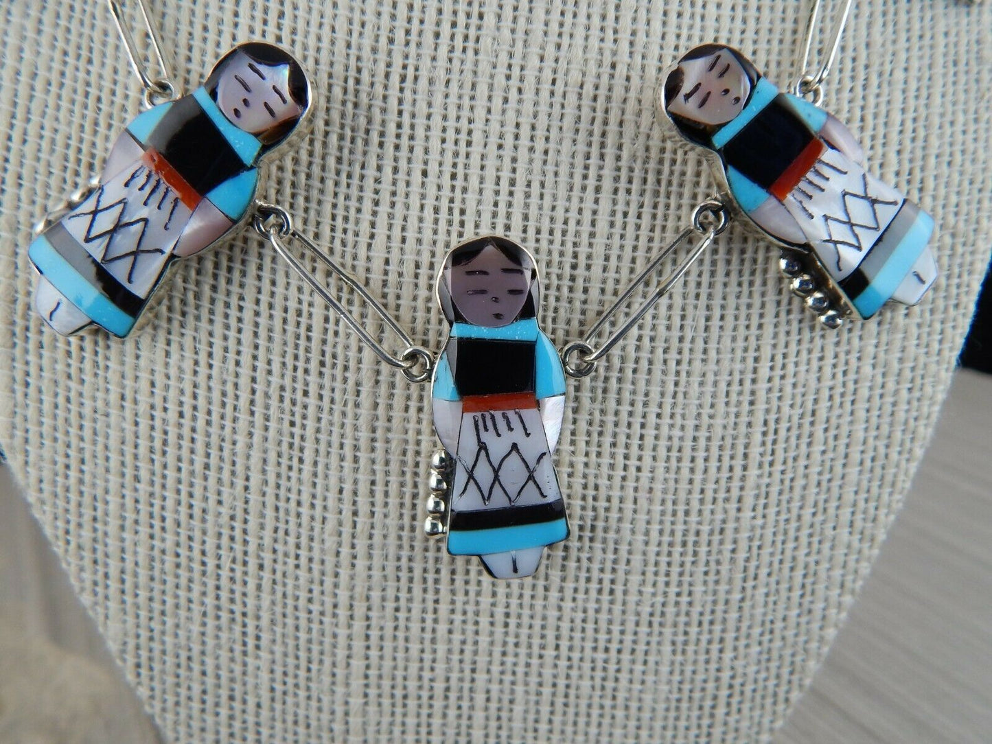 Zuni Turquoise Inlay Maiden Jewelry Set - Joyce Waseta - High Lonesome Trading