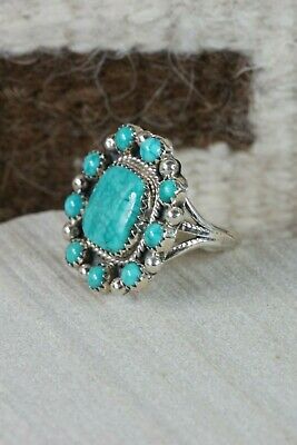 Navajo Turquoise and Sterling Silver Ring - Native American Size - 7.75 - High Lonesome Trading