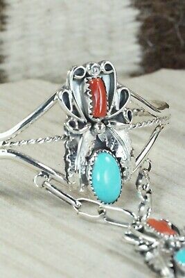 Turquoise & Coral Bracelet and Ring - Harry B. Yazzie