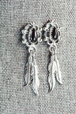 Onyx & Sterling Silver Earrings - Angeline Platero