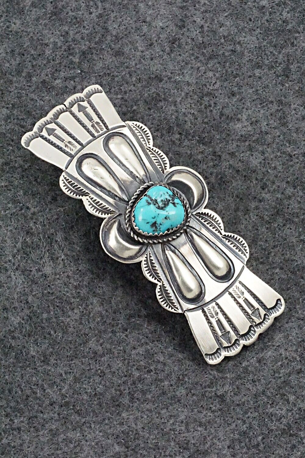 Turquoise & Sterling Silver Hair Barrette - Martha Cayatineto