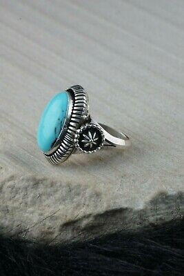 Navajo Turquoise and Sterling Silver Ring - Roberta Begay - Size 8.25 - High Lonesome Trading