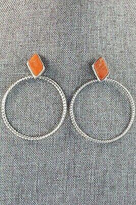 Coral & Sterling Silver Earrings - Annie Spencer - High Lonesome Trading