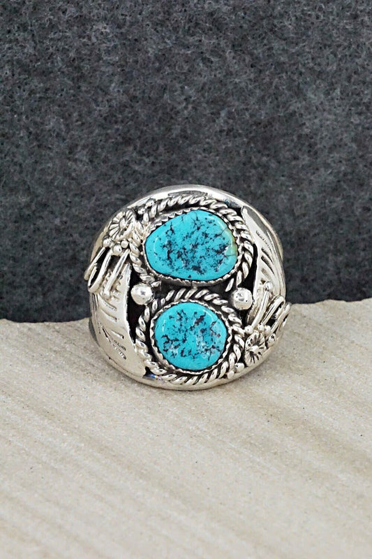 Turquoise & Sterling Silver Ring - Leonard Spencer - Size 11.75