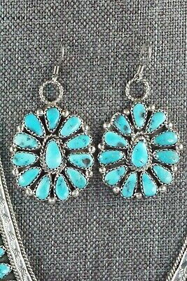 Turquoise & Sterling Silver Necklace and Earrings Set - Justina Wilson