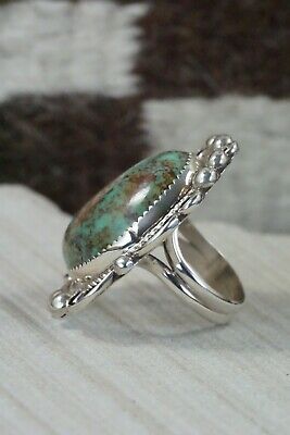 Turquoise and Sterling Silver Ring - Leslie Nez - Size 6.5