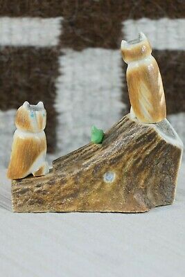 Owl and Fox Zuni Fetish Carving - Marvelita Phillips - High Lonesome Trading
