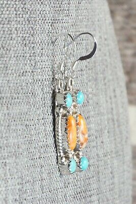 Turquoise, Spiny Oyster and Sterling Silver Earrings - Harris Largo