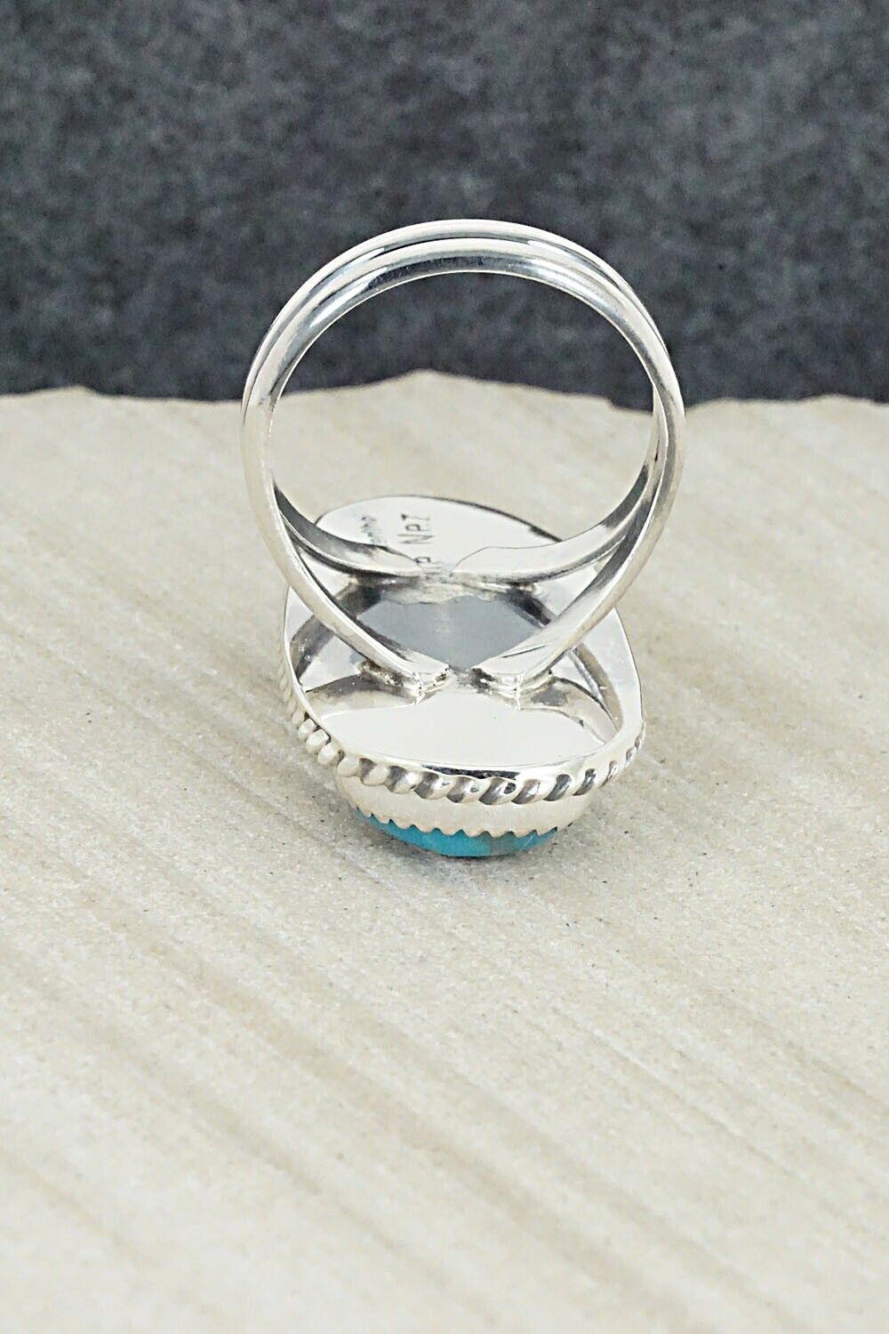 Turquoise & Sterling Silver Ring - Leslie Nez - Size 9.5