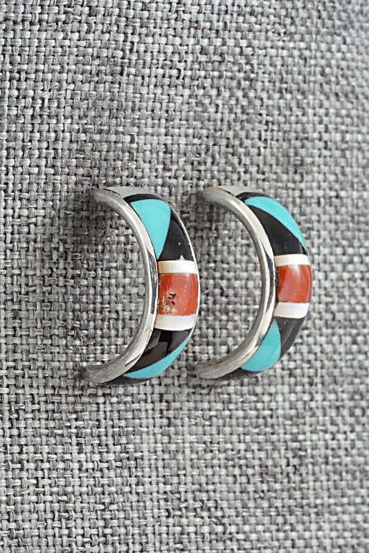 Multi Stone Inlay & Sterling Silver Earrings - Delberta Boone