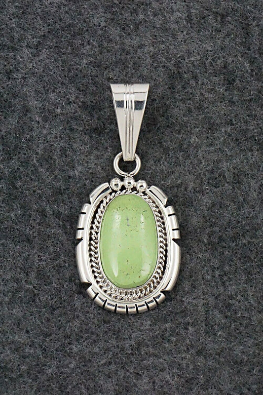 Gaspeite & Sterling Silver Pendant - Samuel Yellowhair